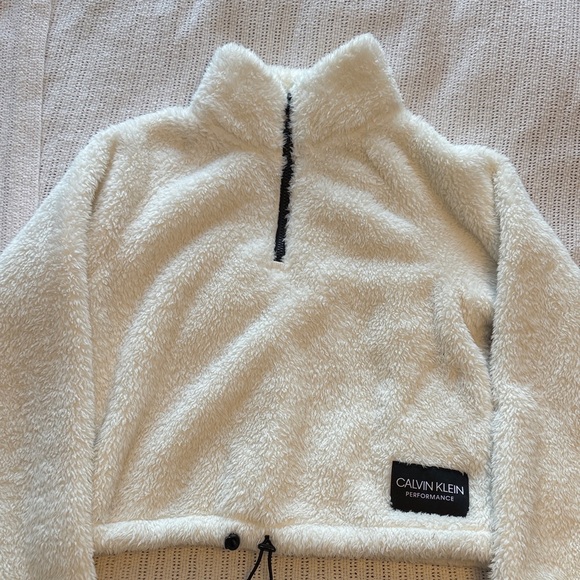 Calvin Klein Jackets & Blazers - Calvin Klein Cream Fleece Half-Zip Pullover